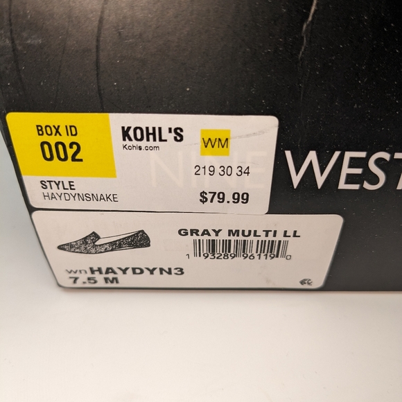 Nine West Hayden3 Flats Gray And White Snakeskin Pattern Size 7.5M Barely Worn - Picture 10 of 11